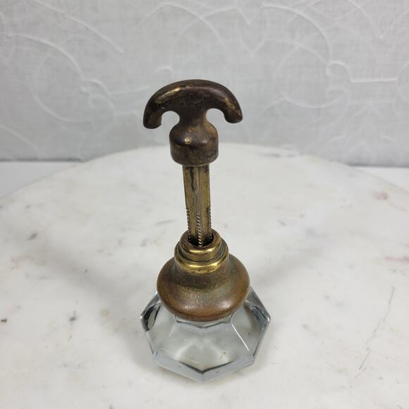 Antique 8‎ Point Crystal Door Knob 5" Interior Handle Metal and Glass Door Knob - Picture 2 of 16